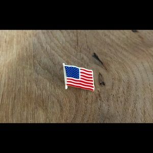 White Plastic USA American Flag Lapel Pin Pinback